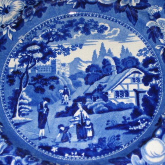 Antique Staffordshire BRITISH VIEWS Henshall Blue Transferware Plate Pastoral - Picture 2 of 7